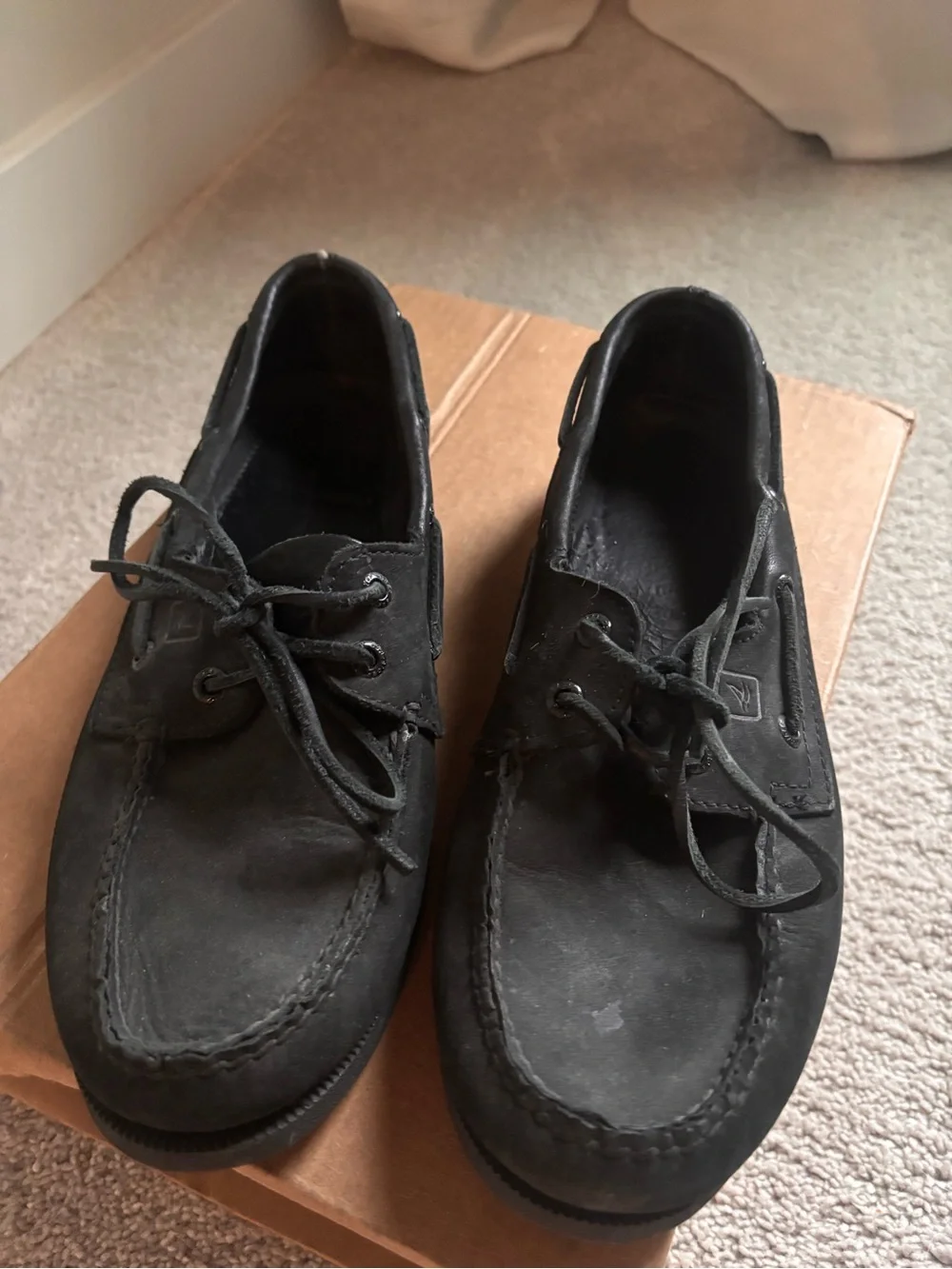 Sperry Men's Black Leather Boat Shoes